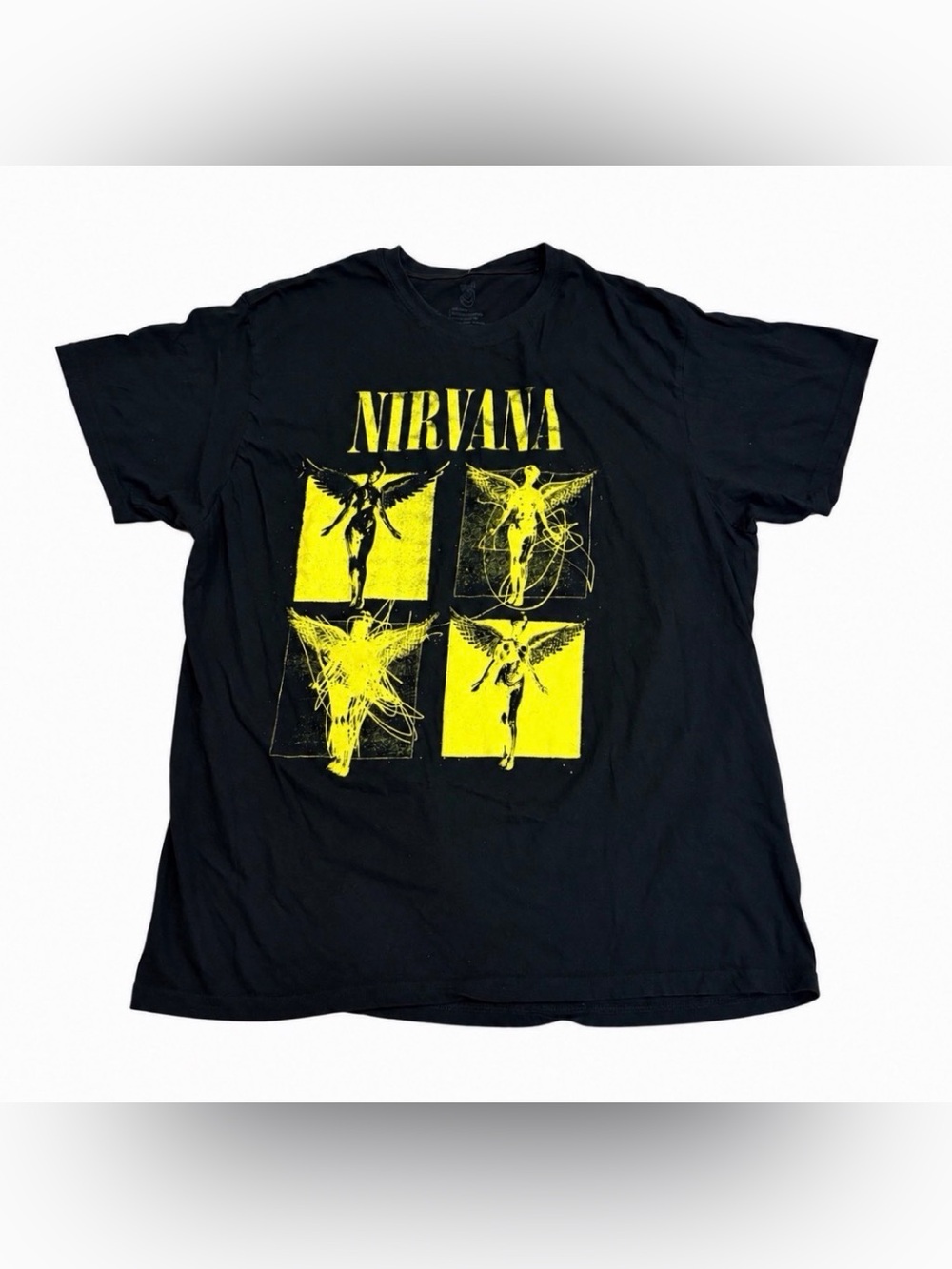 Nirvana In Utero Angel 4 Panel Graphic Tee XL Black Yellow 2025 Cotton Unisex